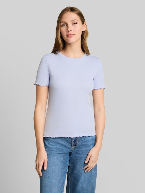 Slim-fit T-shirt with ribbed texture - mountain sky blue