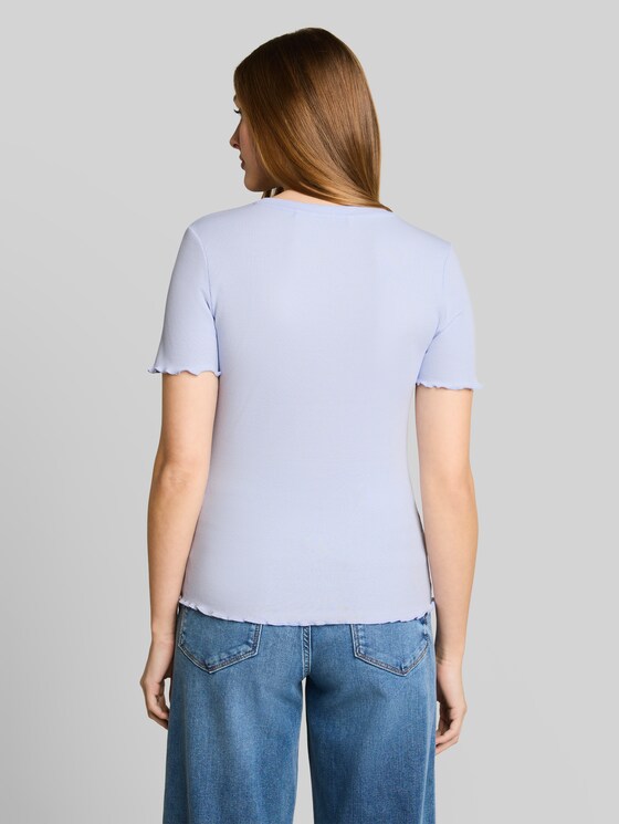 Slim-fit T-shirt with ribbed texture - mountain sky blue