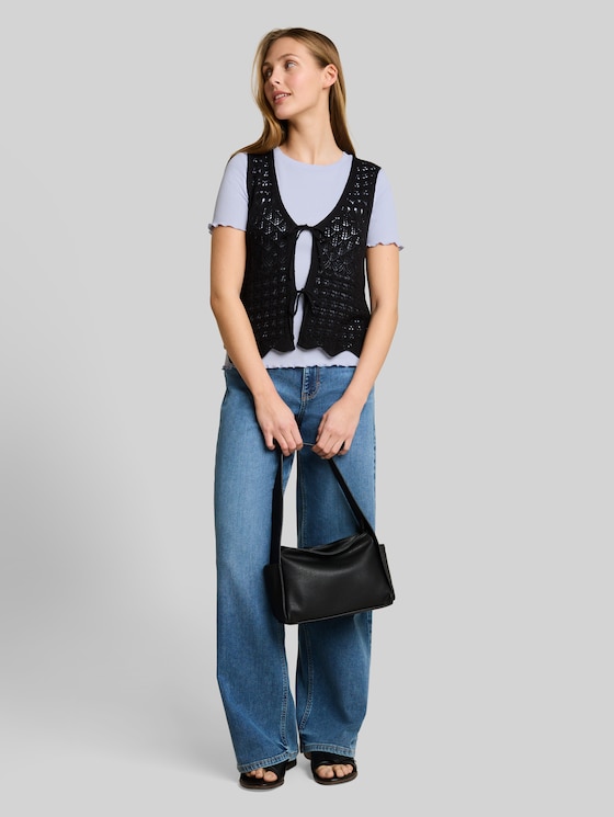 Slim-fit T-shirt with ribbed texture - mountain sky blue
