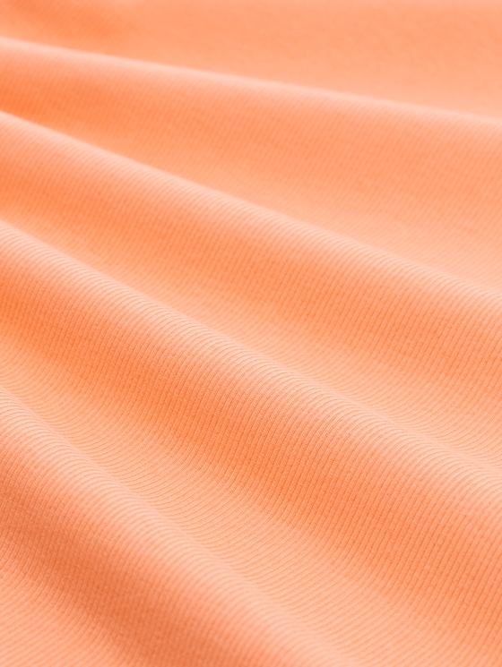 Slim-fit T-shirt with ribbed texture - bright coral