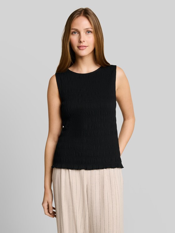 Smocked top with stretch - deep black