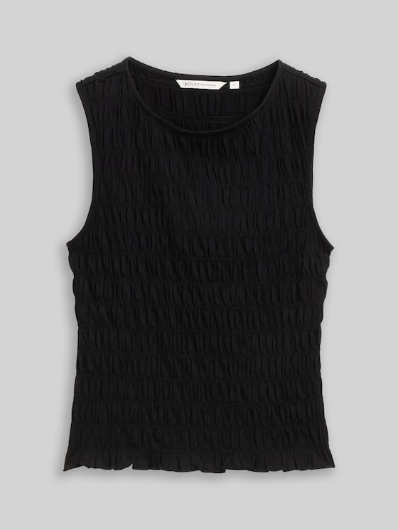 Smocked top with stretch - deep black