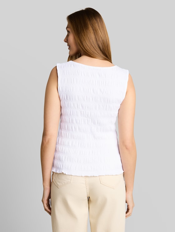 Smocked top with stretch - White