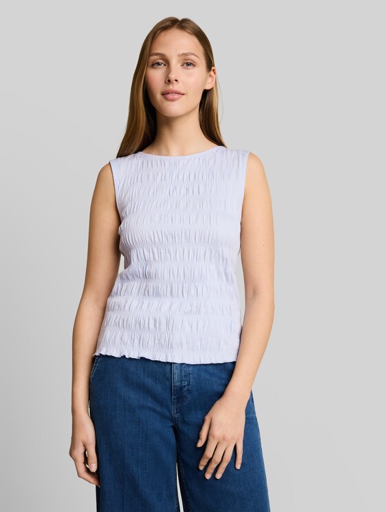 Smocked top with stretch - mountain sky blue