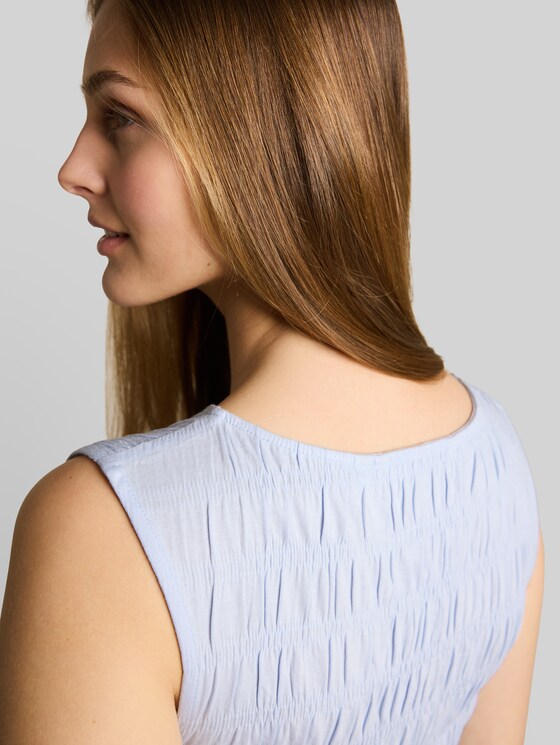 Smocked top with stretch - mountain sky blue