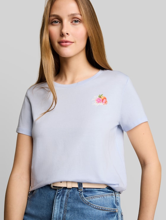 Printed T-shirt - mountain sky blue