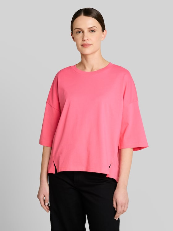 Boxy fit cotton T-shirt - soft bright pink