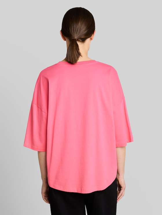 Boxy fit cotton T-shirt - soft bright pink