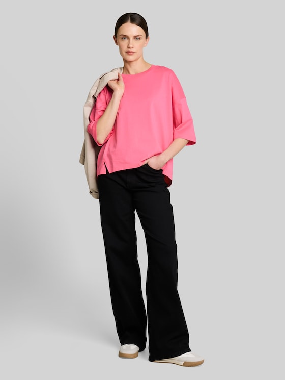 Boxy fit cotton T-shirt - soft bright pink