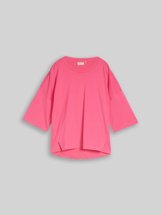 Boxy fit cotton T-shirt - soft bright pink