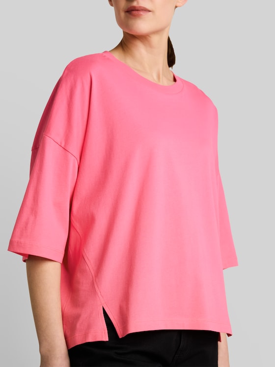 Boxy fit cotton T-shirt - soft bright pink