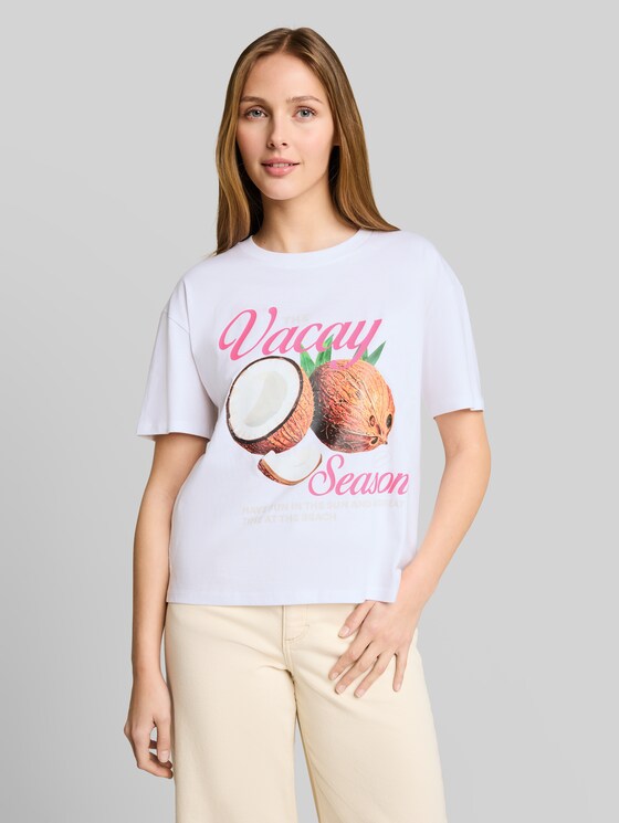 Boxy-fit T-shirt with print - White