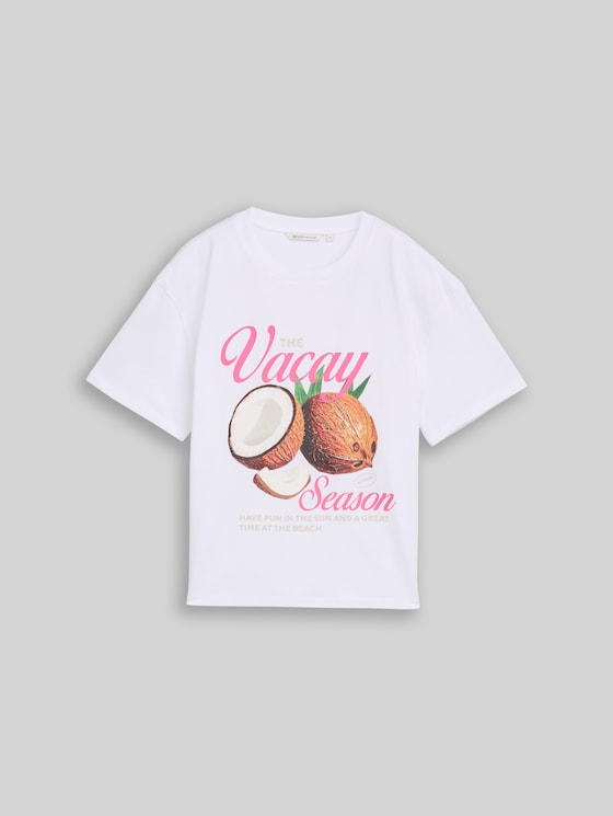 Boxy-fit T-shirt with print - White