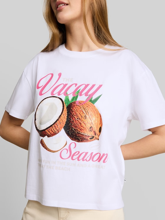 Boxy-fit T-shirt with print - White