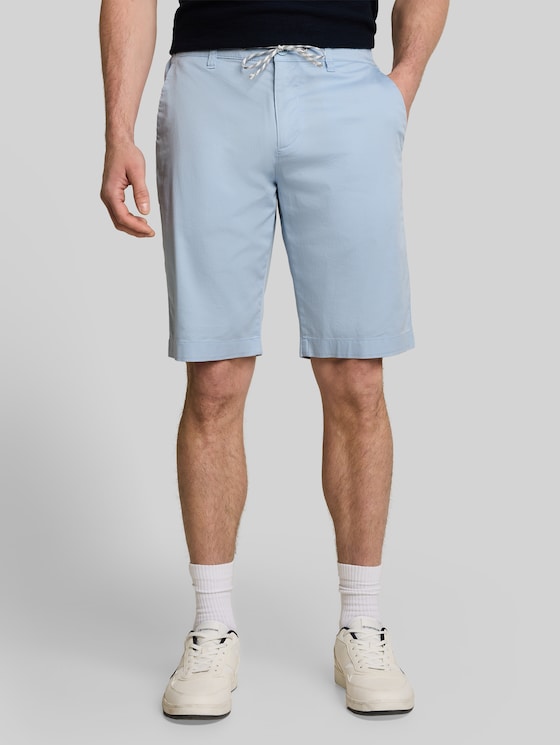 Chino shorts with drawstring - light blue grey