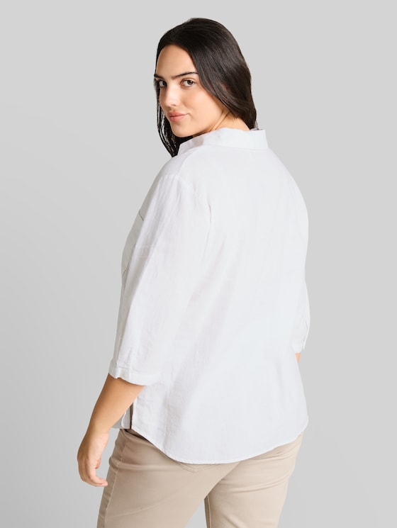 Plus Size - shirt blouse with linen blend - White