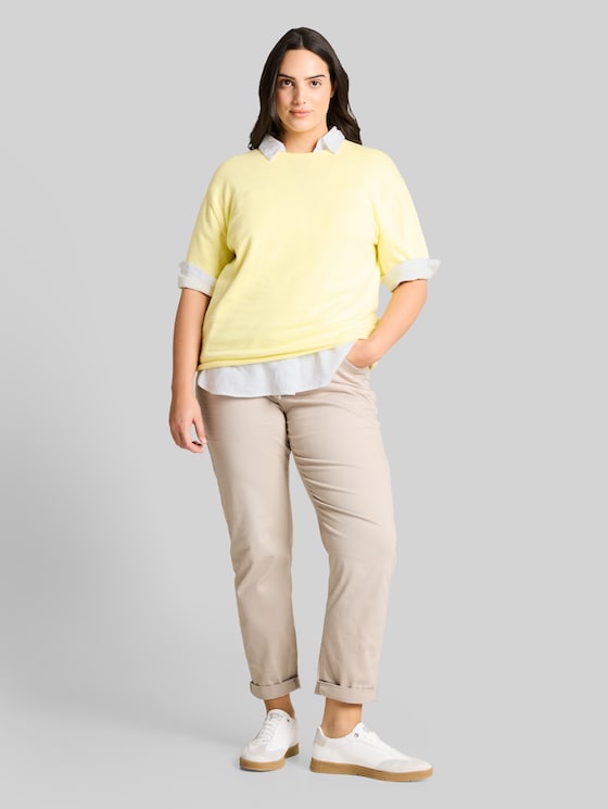 Plus Size - shirt blouse with linen blend - White