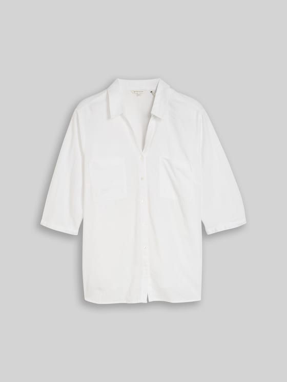 Plus Size - shirt blouse with linen blend - White