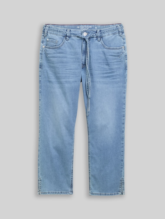 Plus Size - TTPLUS SLIM jeans with tie belt - Clean Light Stone Blue Denim