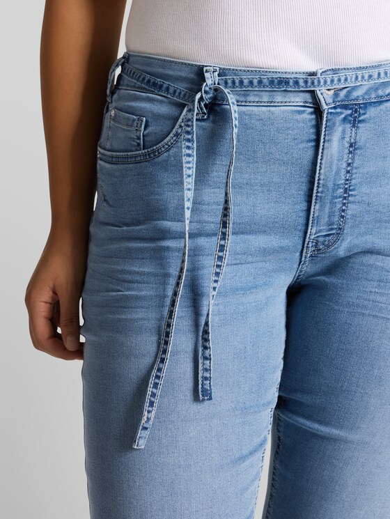 Plus Size - TTPLUS SLIM jeans with tie belt - Clean Light Stone Blue Denim