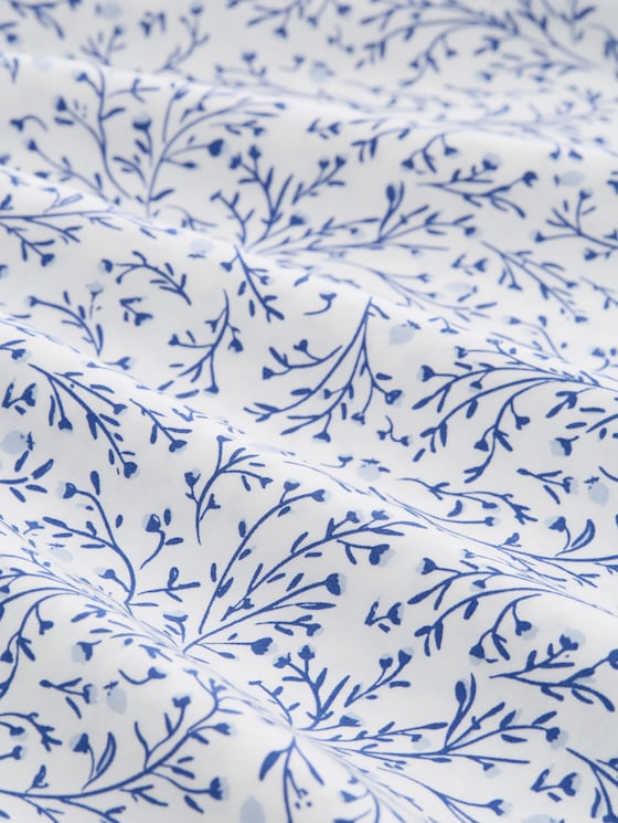 Blouse top with pattern - white small leaves design