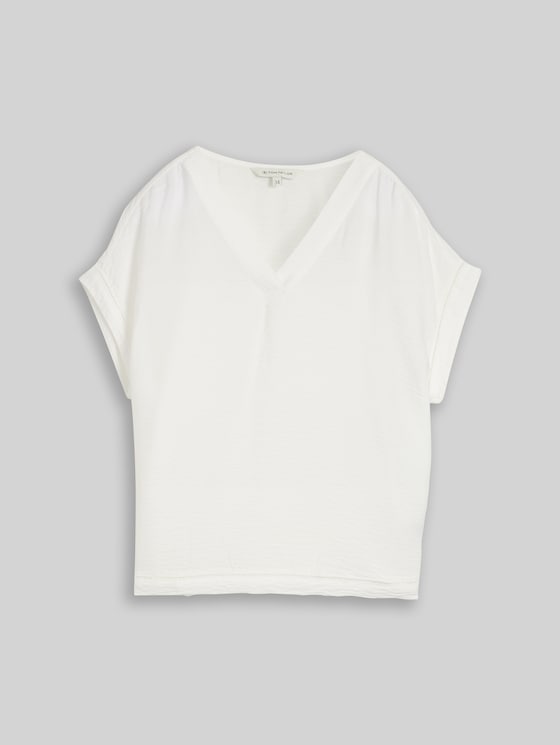 Loose-fit blouse with V-neck - Whisper White