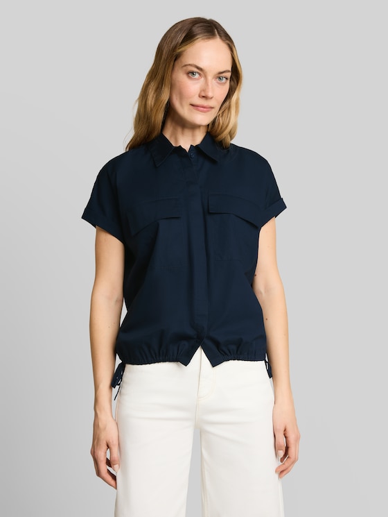 Loose-fit poplin blouse - sky captain blue