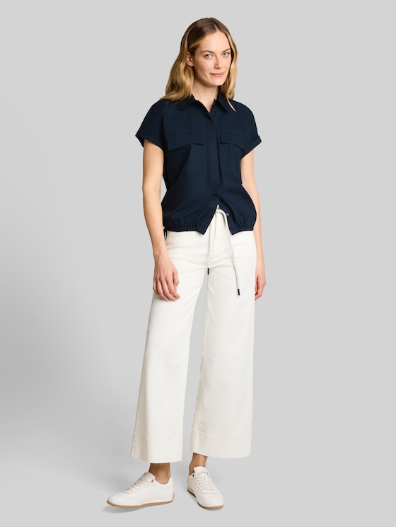 Loose-fit poplin blouse - sky captain blue