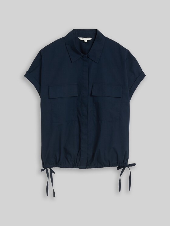 Loose-fit poplin blouse - sky captain blue