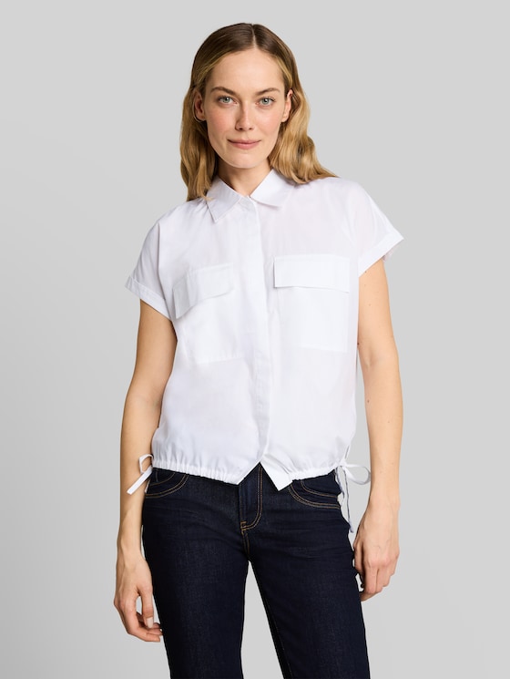 Loose-fit poplin blouse - White