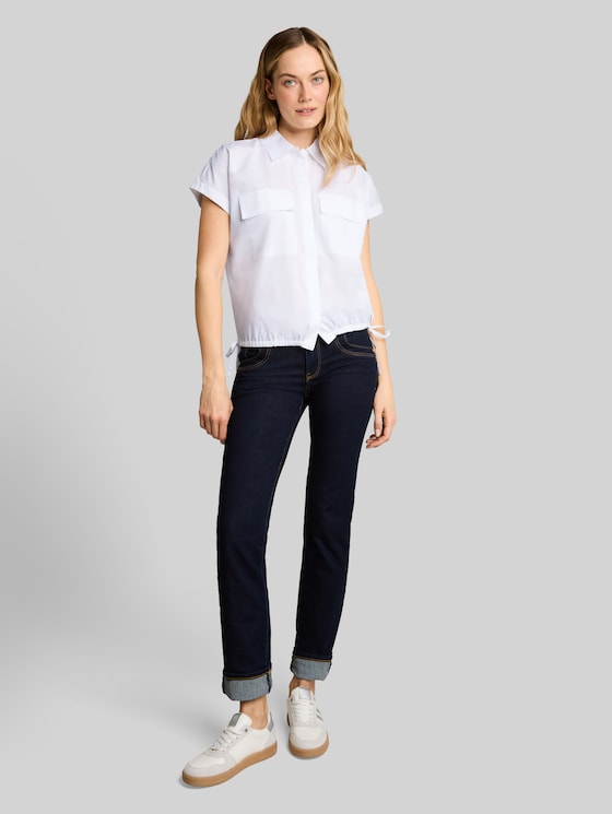 Loose-fit poplin blouse - White