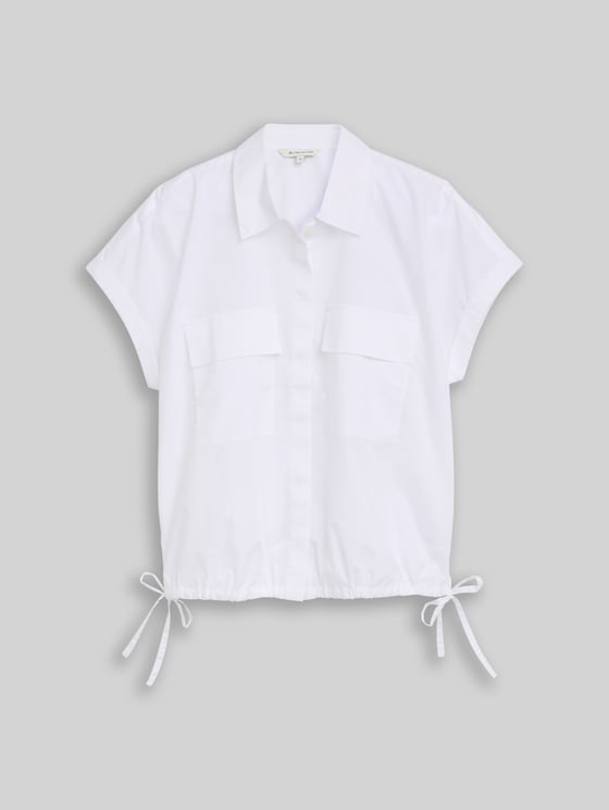 Loose-fit poplin blouse - White