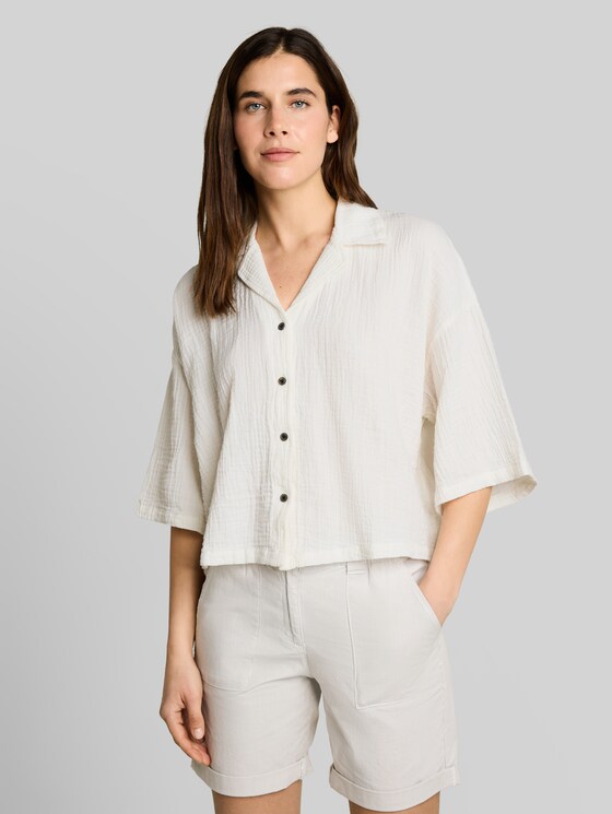 Oversized cotton muslin blouse - Whisper White