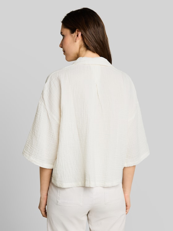Oversized cotton muslin blouse - Whisper White