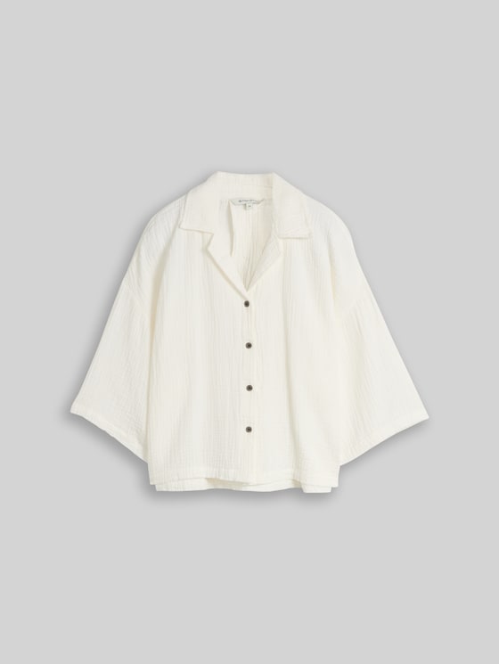 Oversized cotton muslin blouse - Whisper White