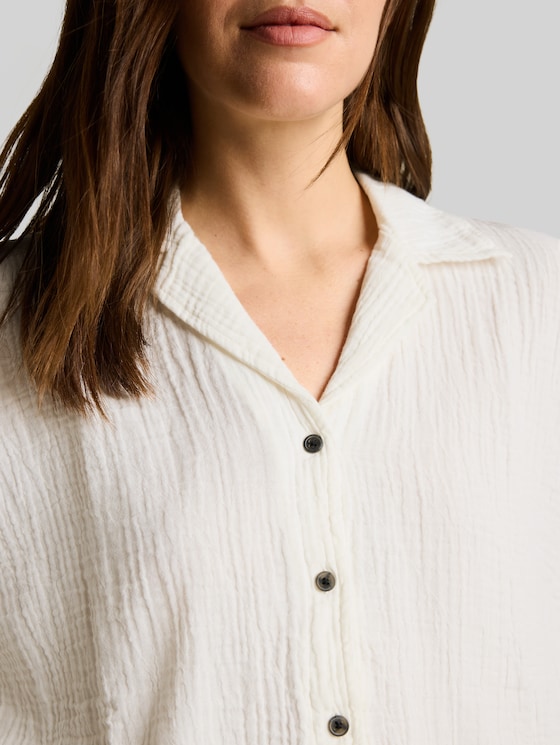 Oversized cotton muslin blouse - Whisper White