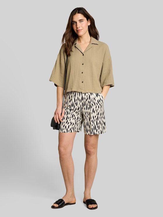 Oversized cotton muslin blouse - Silver Olive