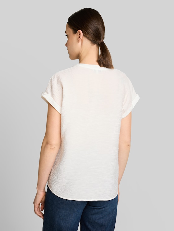 Loose-fit blouse with V-neck - Whisper White