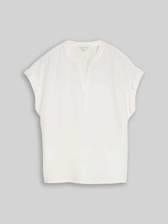 Loose-fit blouse with V-neck - Whisper White