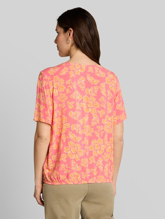 Viscose blouse - pink big flower design