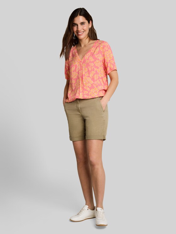 Viscose blouse - pink big flower design