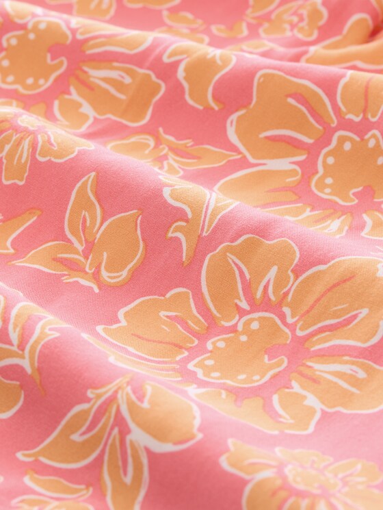 Viscose blouse - pink big flower design