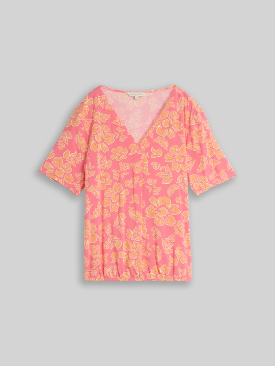 Viscose blouse - pink big flower design