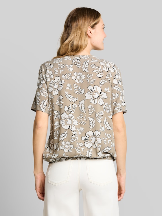 Viscose blouse - olive big flower design
