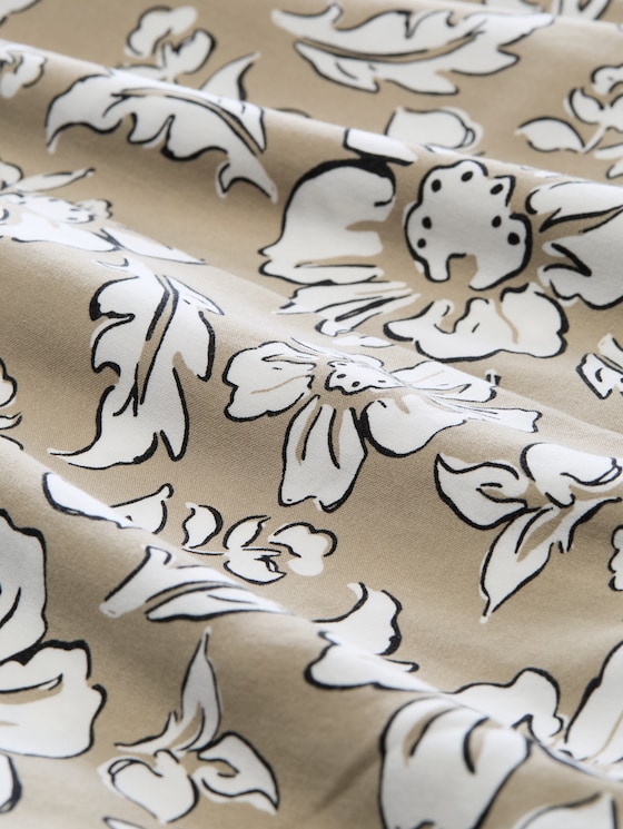 Viscose blouse - olive big flower design
