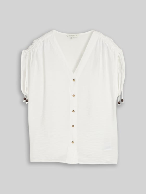 Blouse top with V-neck - Whisper White