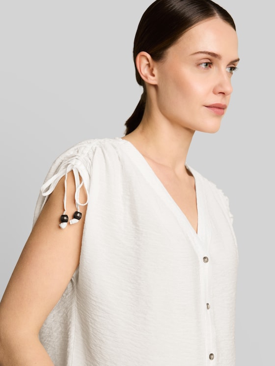 Blouse top with V-neck - Whisper White