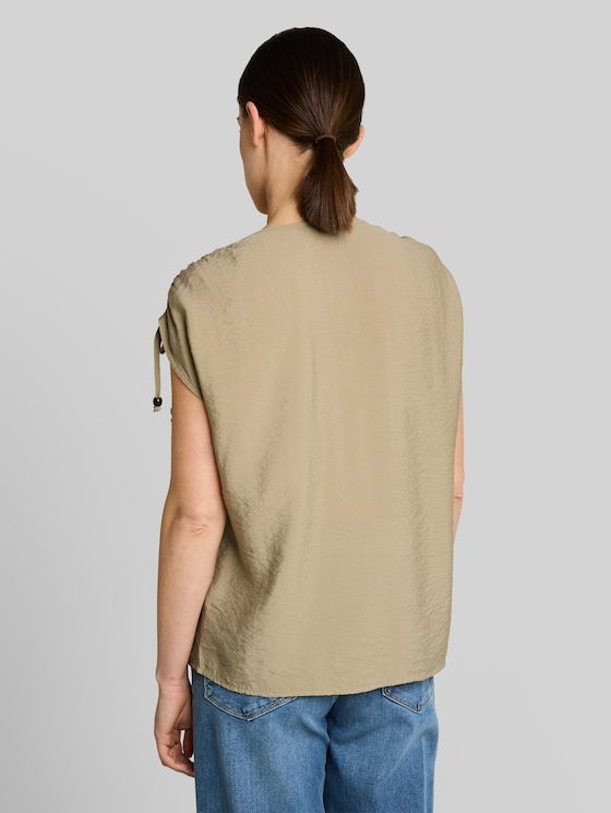 Blouse top with V-neck - Silver Olive
