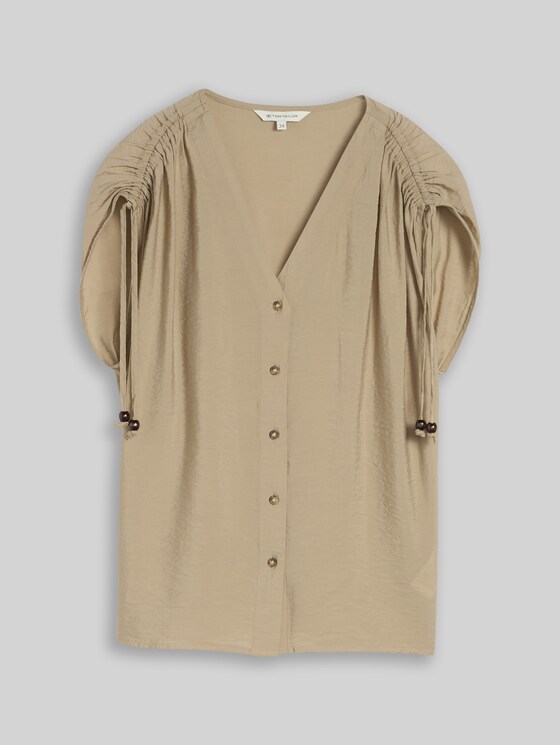 Blouse top with V-neck - Silver Olive