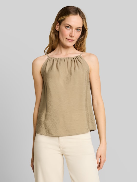 Blouse top with gathers - Silver Olive
